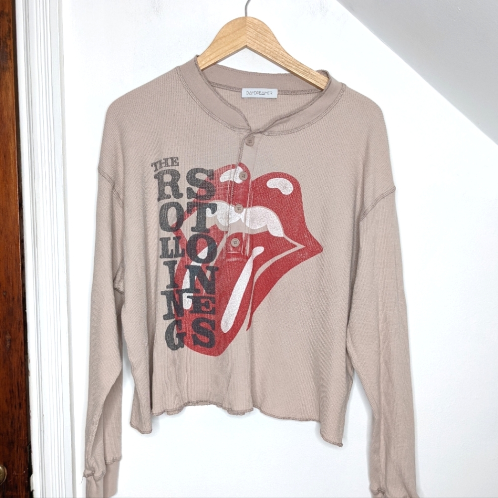 DAYDREAMER Rolling Stones Stacked Thermal Henley NEW Size M Flaw - Picture 1 of 7
